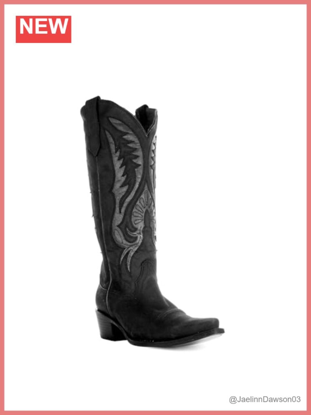 Leather Snip Toe Western Boot, Embroidered Tall Top, Mid-Calf